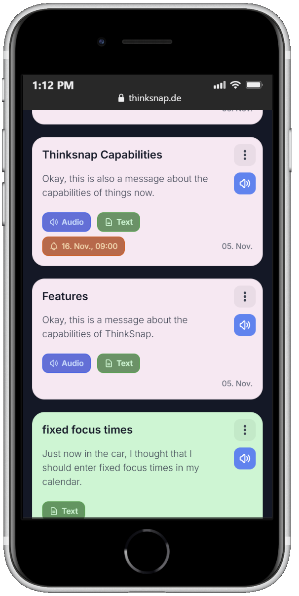 ThinkSnap herinneringen