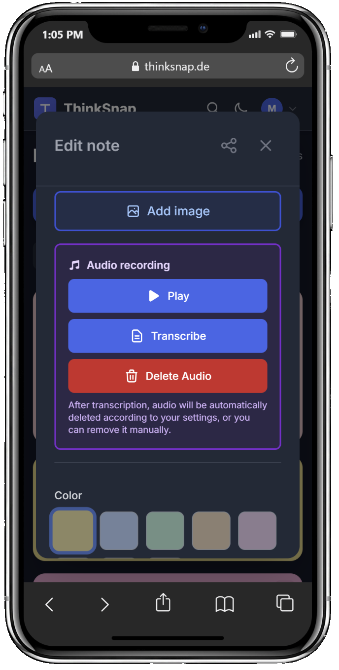 Организационные функции ThinkSnap