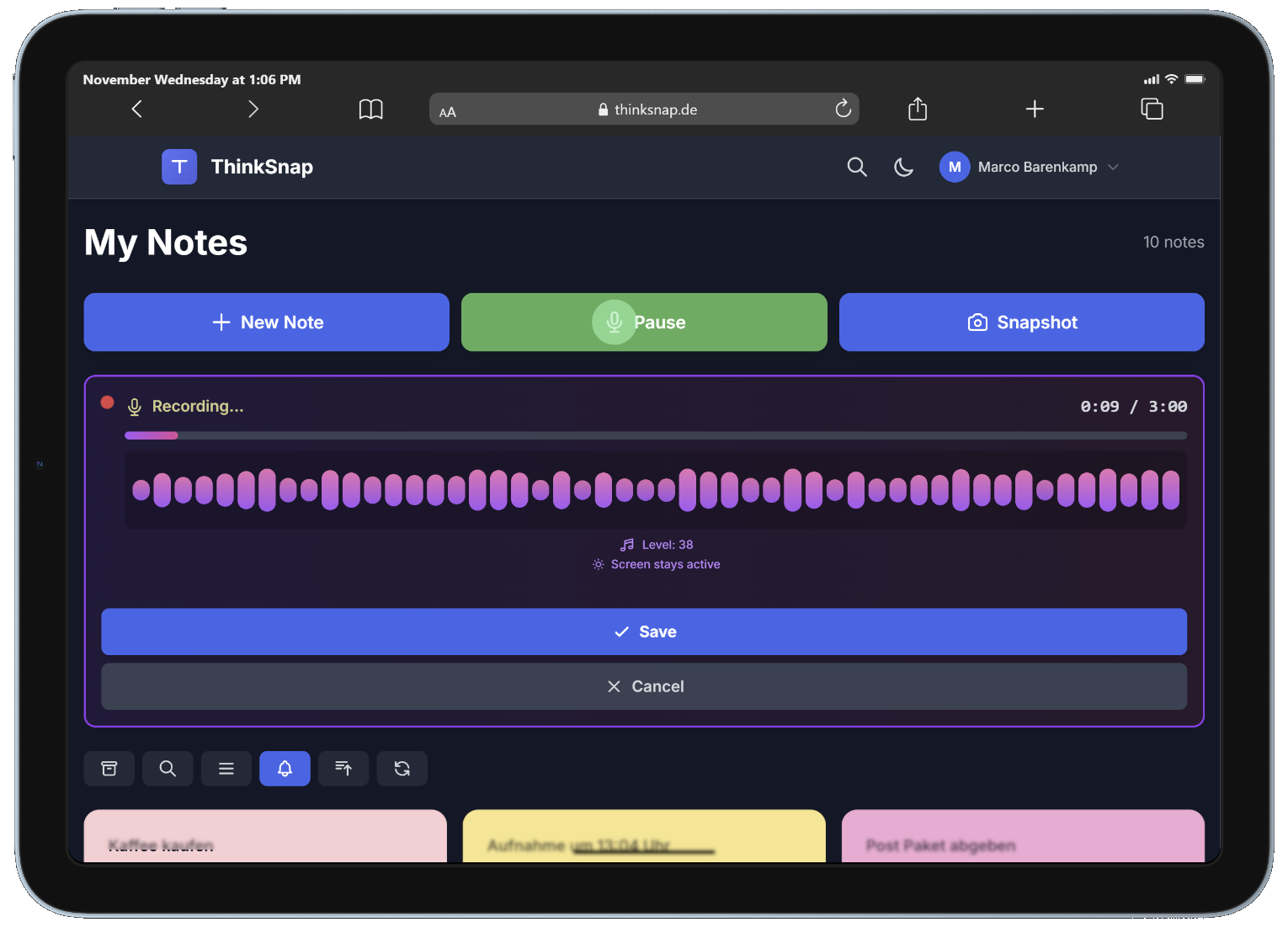 ThinkSnap на планшете